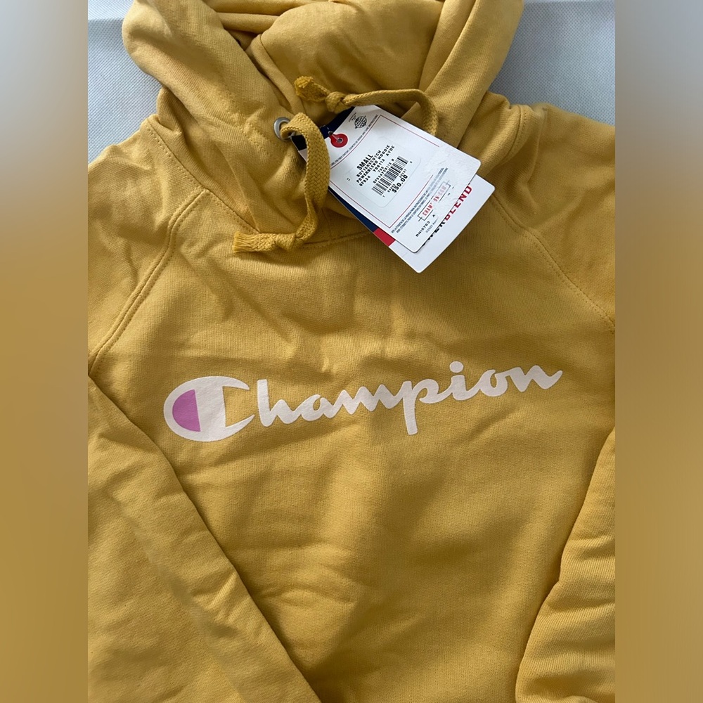 Champion yellow hoodie with front pocket new with tags, size small. - Picture 2 of 5